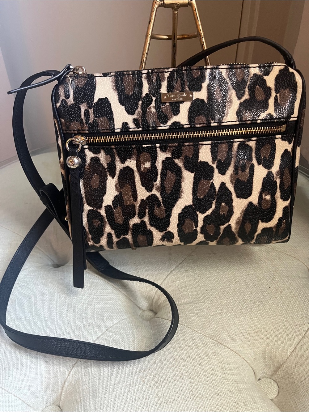 Kate Spade Leopard Print Crossbody Bag in Black and Brown